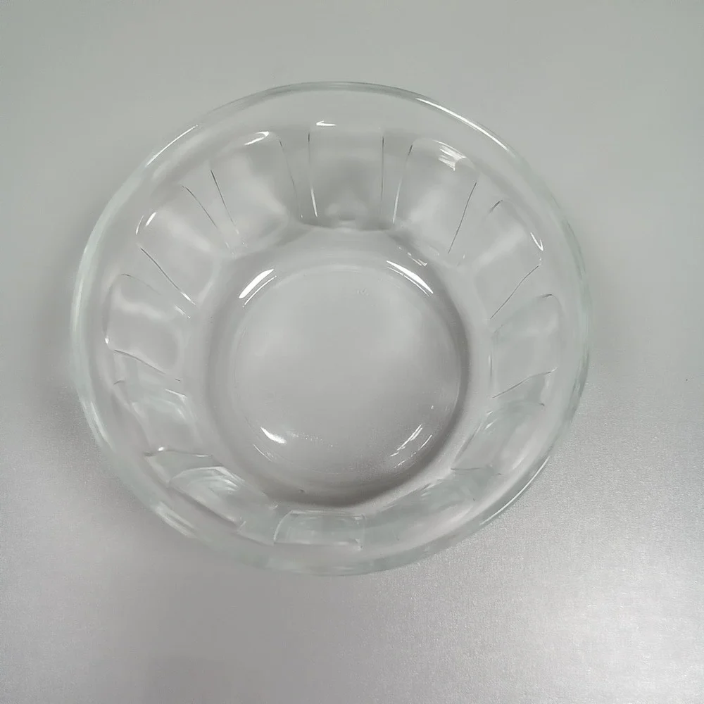 Vereco France Clear Ribbed Glass Serving Bowl Paneled Round‎ 7.25 Inch Vintage